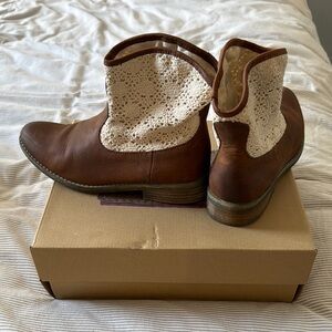 Brown and Cream Ankle Boots